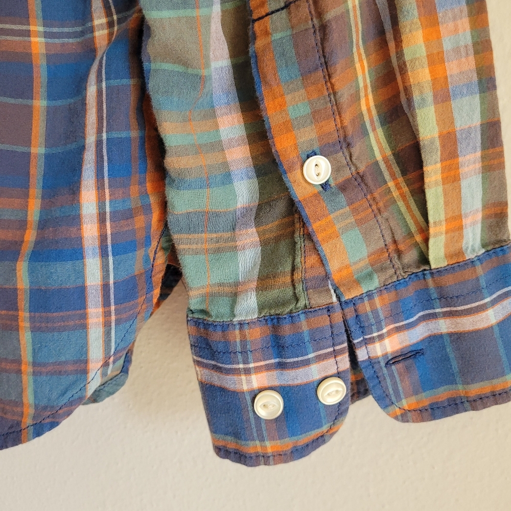Lauren Jeans Co LRL Button Up Shirt Women's L Madras Plaid Long Sleeve Roll Tab - Picture 5 of 8